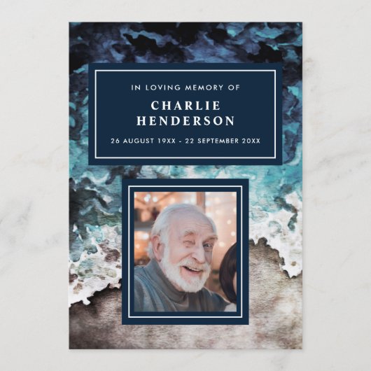 Waterverf strand in liefdevolle herinnering begraf programma (Voorkant)