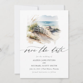 Waterverf Strand Kustkalligrafie Save The Date