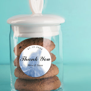 Waterverf Strand met golven dank u bruiloft Ronde Sticker