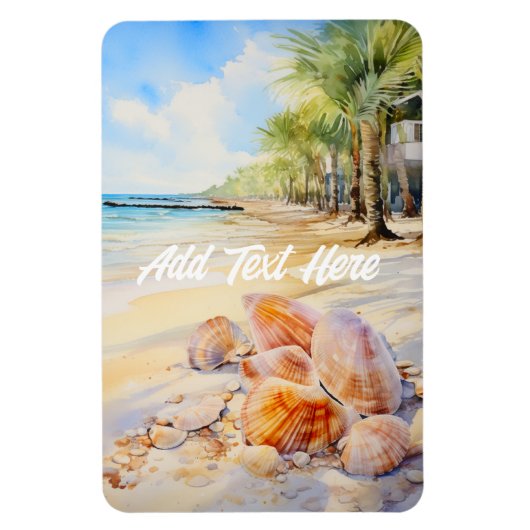 Waterverf strand met zeeschelpen magneet (Verticaal)