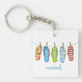 Waterverf Strand Naam Kleurrijke Custom Sleutelhanger (voorkant)