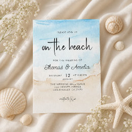 Waterverf Strand Op Het Strand Zomer Huwelijk Kaart