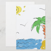 Waterverf Strand Palm Tree Stationery Set – Tropis Briefpapier (Voorkant / Achterkant)
