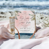 Waterverf Strand Palmbomen Kust Chic Wedding Kaart
