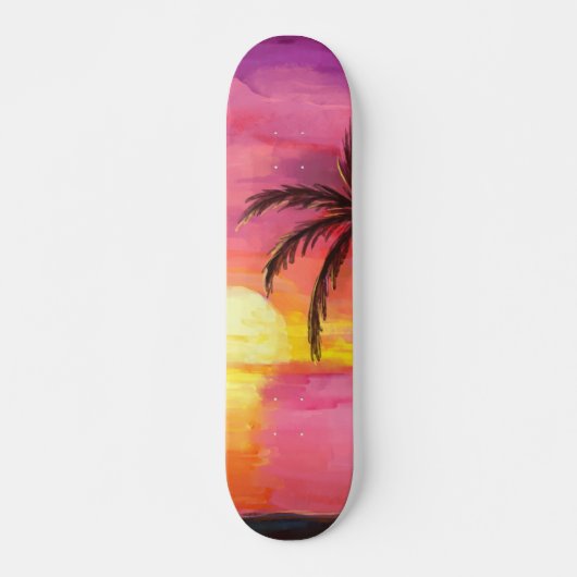 Waterverf strand Sunset Skateboard (Voorkant)