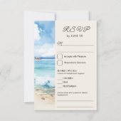Waterverf Strand Thema Bruiloft en Entree Optie RSVP Kaartje (Voorkant)
