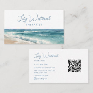 Waterverf Strand Therapeut Psycholoog QR Code Visitekaartje