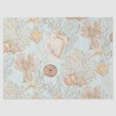 Waterverf Strand Zee Koraal Zeester Shell Blauw Tissuepapier (Voorkant)