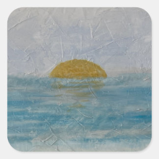 Waterverf Strand Zonnige Dag Oceaan Sticker