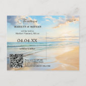 Waterverf Strandfoto QR Save the Date Briefkaart (Achterkant)