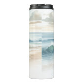 Waterverf Strandgolven Rustische Kust  Thermosbeker (Achterkant)