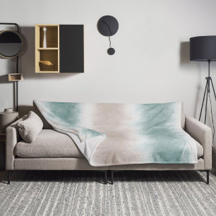 Waterverf Strandgolven Sage Zee/Blauw Groen Fleece Deken