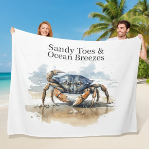 Waterverf Strandkrab, op maat Fleece Deken