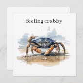 Waterverf Strandkrab, op maat Kaart (Voorkant / Achterkant)