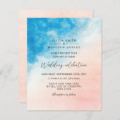 Waterverf strandoceaan huwelijksuitnodiging (Voorkant / Achterkant)