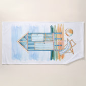 Waterverf Strandtafereel  Strandlaken (Voorkant)