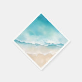 Waterverf strandzand en blauw zee servet (Hoek)