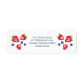 Waterverf Strawberry Blueberries Retouradres Etiket (Voorkant)