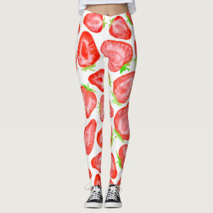 Waterverf strawberry snijdt patroon leggings