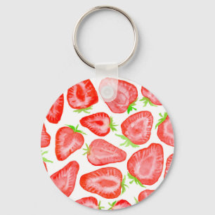 Waterverf strawberry snijdt patroon sleutelhanger