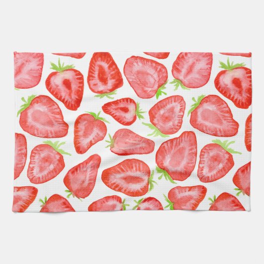 Waterverf strawberry snijdt patroon theedoek (Horizontaal)