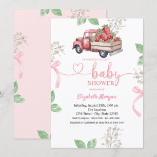 Waterverf Strawberry Truck Baby shower Kaart