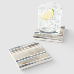 Waterverf Strepen Neutrale kleuren Stenen Onderzetter