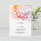 waterverf String Lights Elegante bruiloft Kaart (Staand voorkant)