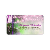 Waterverf String Lights Palms Beach Bruiloft Etiket (Voorkant)