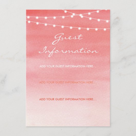 Waterverf String Lights Wedding Informatiekaartje (Voorkant)