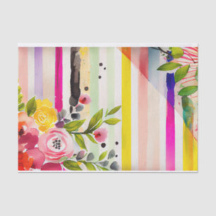 Waterverf Stripe Speelse Whimsical Roze Decoupage Tissuepapier