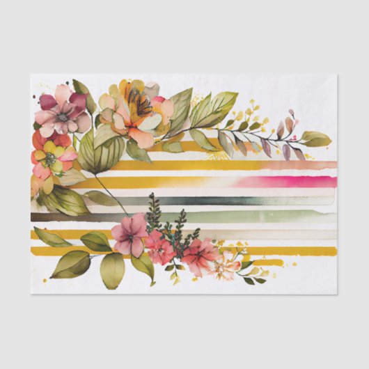 Waterverf Stripe Speelse Whimsical Roze Decoupage Tissuepapier (Voorkant)