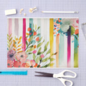 Waterverf Stripe Speelse Whimsical Roze Decoupage Tissuepapier (Craft)