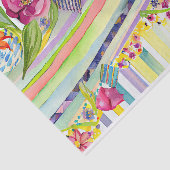 Waterverf Stripe Speelse Whimsy Flowers Decoupage Tissuepapier (Detail)