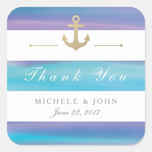 Waterverf Striped Nautical Hartelijk dank Stickers (Voorkant)