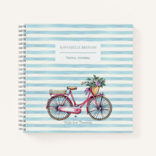 Waterverf Striped Travel Journal met fiets Notitieboek