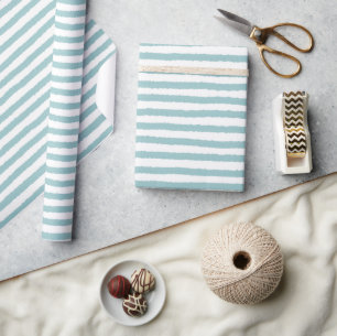 Waterverf Stripes Blauwgroen Verpakking Papier Rol