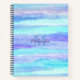 Waterverf Stripes Blue Monogram Notitieboek