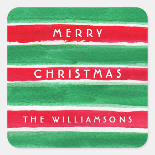 Waterverf Stripes Gepersonaliseerde Gift Label Sti