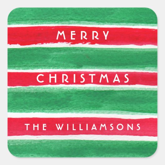 Waterverf Stripes Gepersonaliseerde Gift Label Sti (Voorkant)