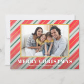 Waterverf Stripes kerstfoto Feestdagenkaart (Voorkant)