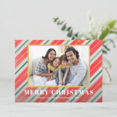 Waterverf Stripes kerstfoto Feestdagenkaart (Staand voorkant)