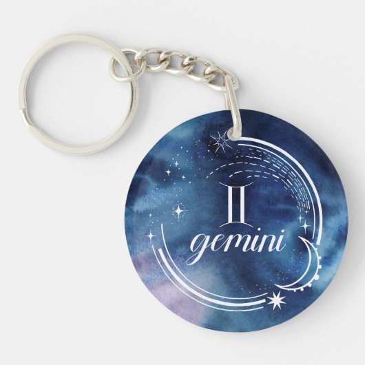 Waterverf strologie - Gemini Sleutelhanger (Voorkant)