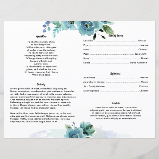 WATERVERF STROOM | Sjabloon van het begrafenisprog (Achterkant)