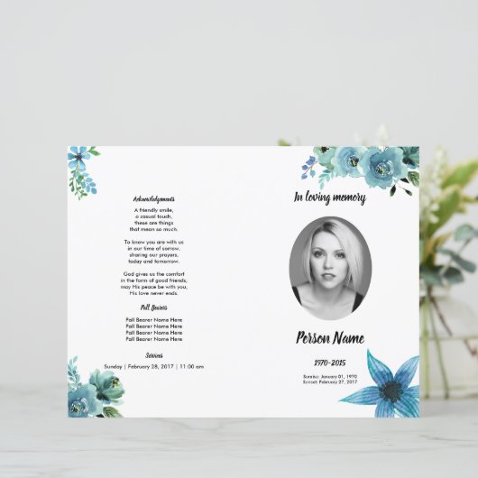 WATERVERF STROOM | Sjabloon van het begrafenisprog (Staand voorkant)