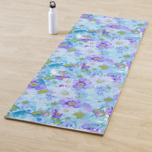 Waterverf Struik Wildflower Romantic Blue Yogamat