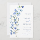 Waterverf Stusty Blue Floral Wedding Kaart (Voorkant)