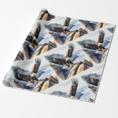 Waterverf Style Bald Eagle Flying Cliff Cadeaupapier (Uitgerold)