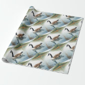 Waterverf Style Canada Goose Bird Zwemmeer Cadeaupapier (Uitgerold)