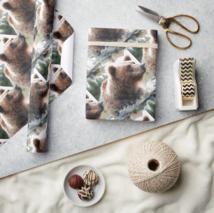 Waterverf Style Grizzly Beer Wildlife Animal Art Cadeaupapier